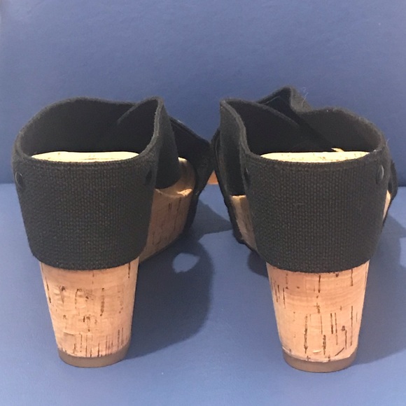 NWOT Lucky Brand LK Miller2 black woven platform cork wedge slip-on - Picture 6 of 15